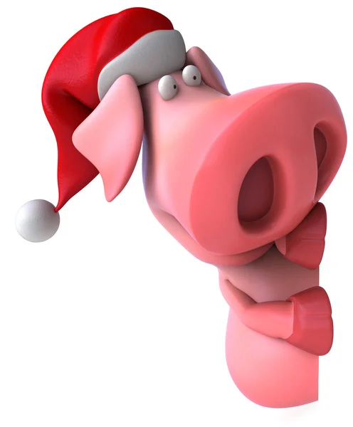 Fun pig in a santa hat — Stock Photo, Image