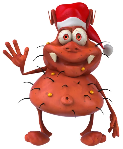 Virus in Santa hat 3D — Stock Photo, Image