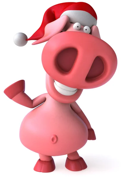 Funny pig in a Santa hat 3D — Stock Photo, Image