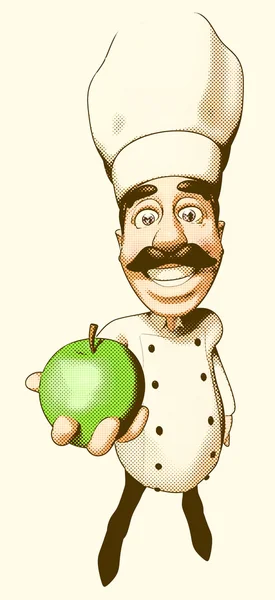 Chef con una manzana — Foto de Stock