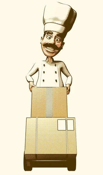 Chef with boxes — Stock Photo, Image