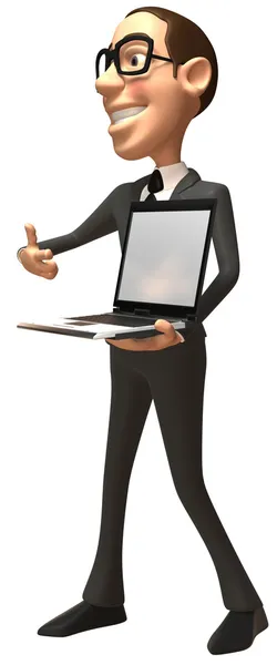 Salesman with a laptop — Stock Photo, Image