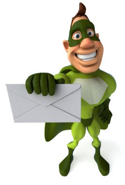 Yeşil süper kahraman bir posta holding