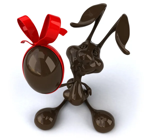 Fun easter chocolate rabbit — Stock Photo, Image