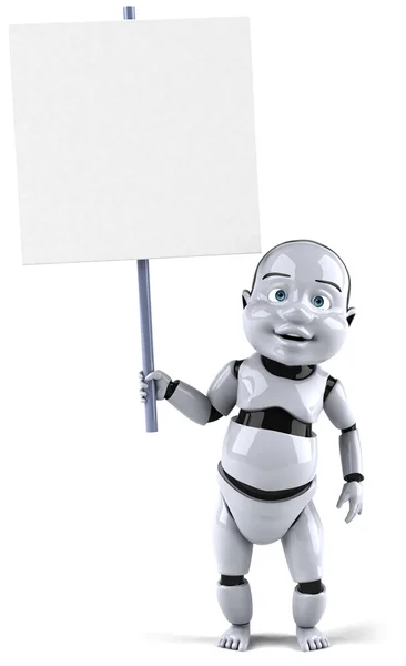 Baby robot holding a sign — Stock Photo, Image