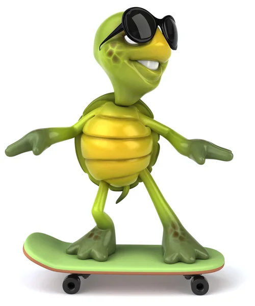 Turtle op een skateboard 3d illustratie — Stockfoto