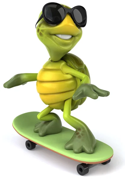 Sköldpadda på en skateboard 3d illustration — Stockfoto