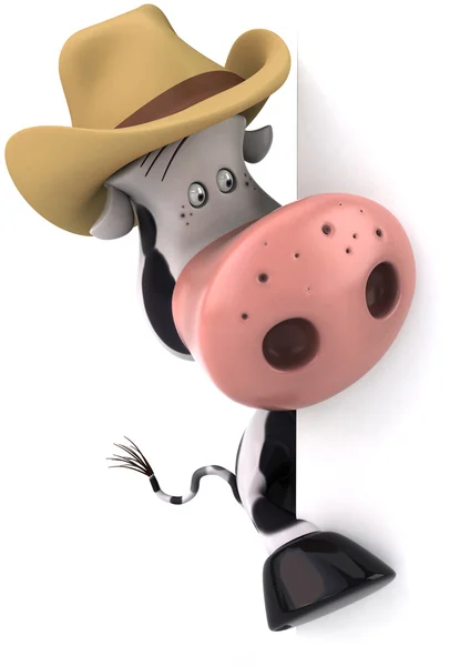 Zábava kráva v kovbojském klobouku — Stock fotografie