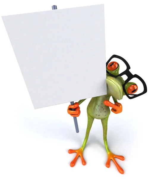 Grenouille amusante avec tableau blanc — Photo