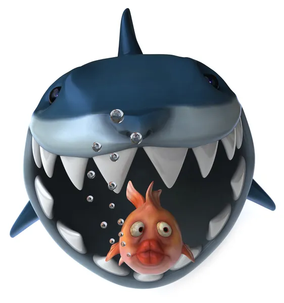 Haai en goudvis — Stockfoto