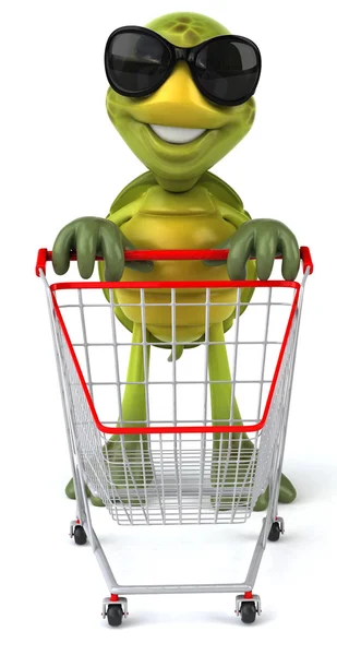 Χελώνα με ψώνια καλάθι 3d απεικόνιση — Φωτογραφία Αρχείου