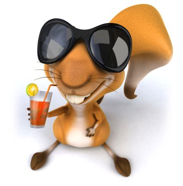 bir kokteyl ile 3D mutlu sincap