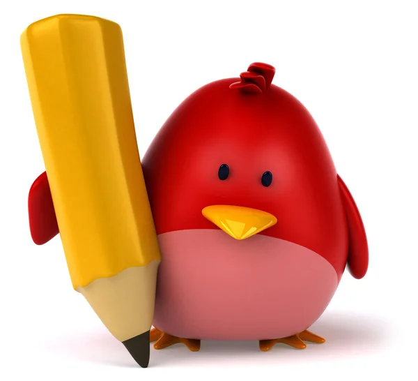 Red bird with pensil — Stock Photo, Image