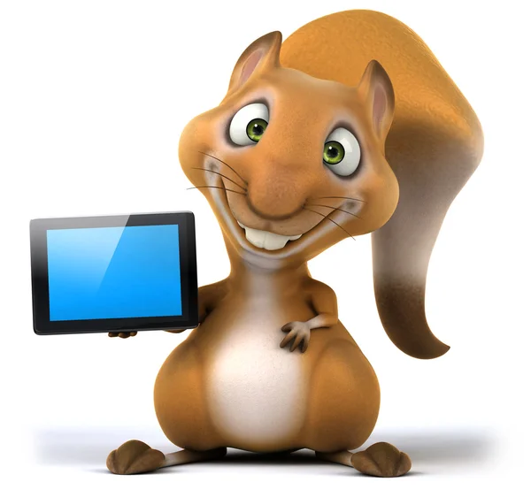 Fun squirrel with digital tablet — Stock Photo, Image