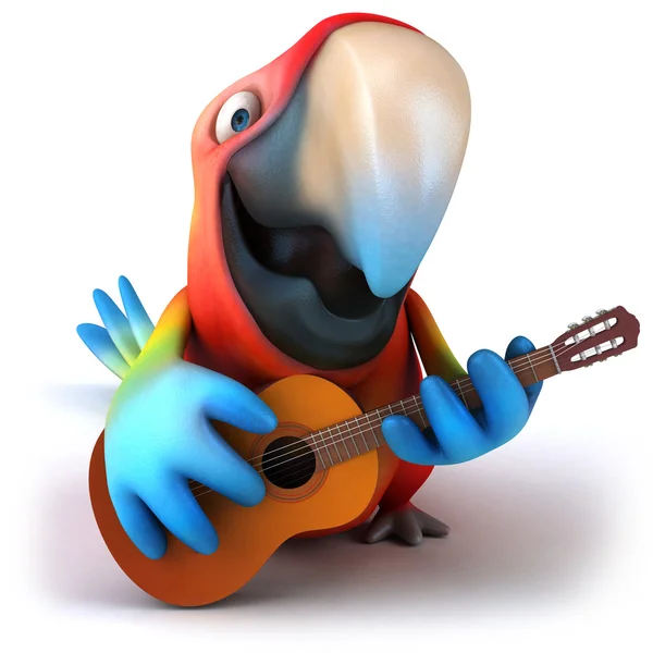 Leuke papegaai met gitaar — Stockfoto