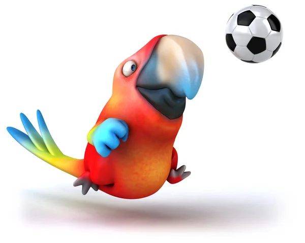 Веселий папуга грає у футбол — стокове фото