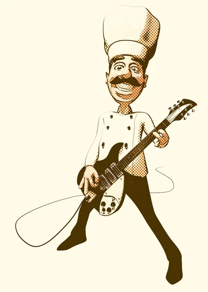Leuke chef-kok met electro-gitaar — Stockfoto