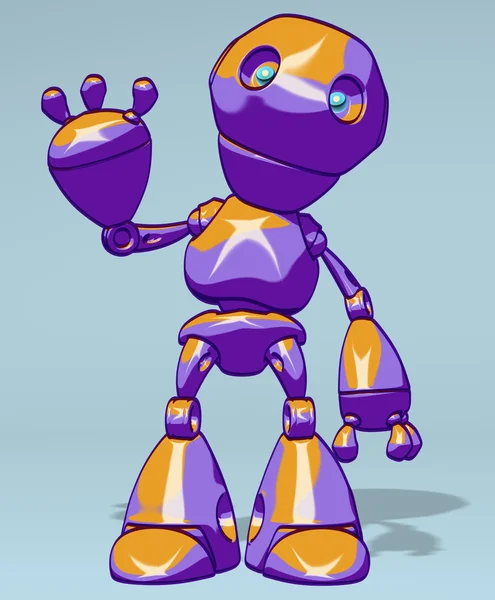 Fun purple robot on blue background — Stock Photo, Image