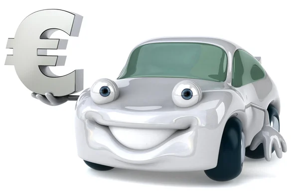 Весёлый улыбающийся автомобиль со знаком евро — стоковое фото