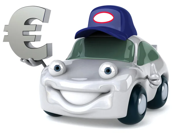 Fun smiling car with euro sign — Stock Photo, Image