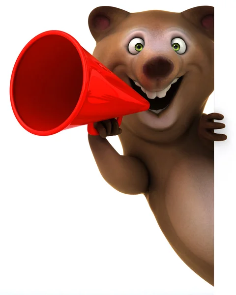 Fun bear with megaphone — Stok Foto