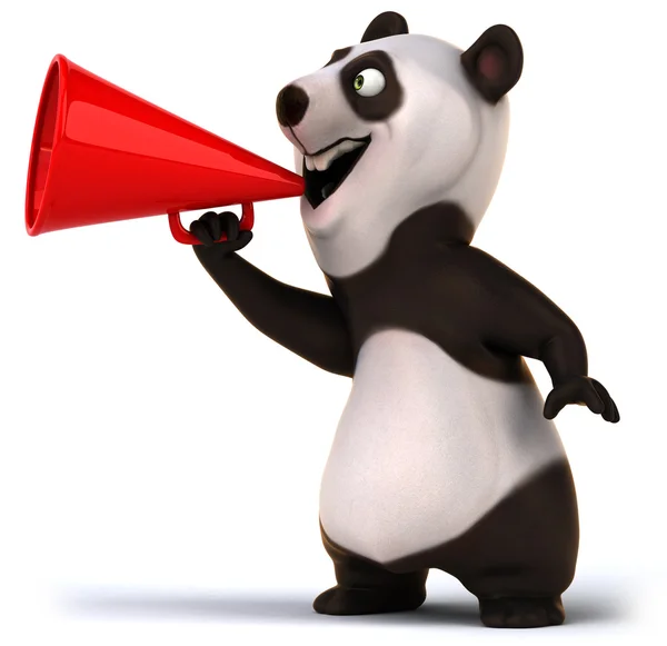 Panda divertente con megafono — Foto Stock