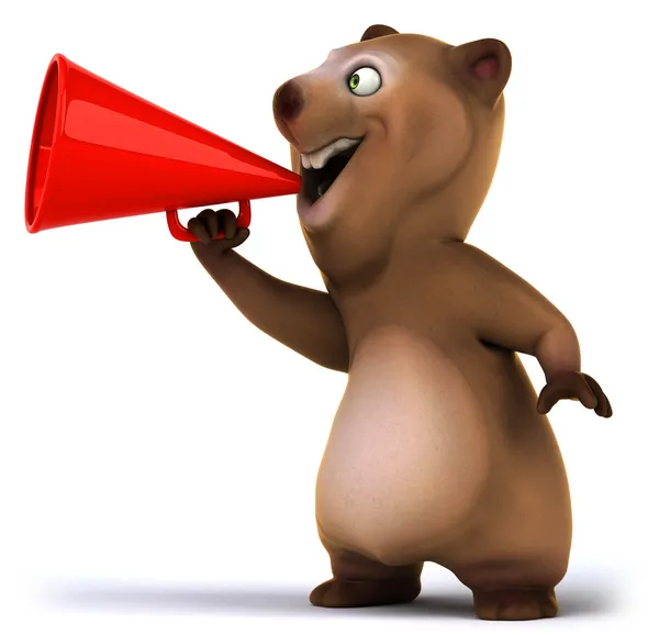 Fun bear with megaphone — Stock Photo, Image