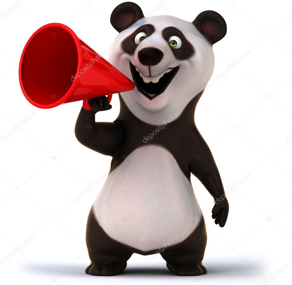 Fun panda with megaphone