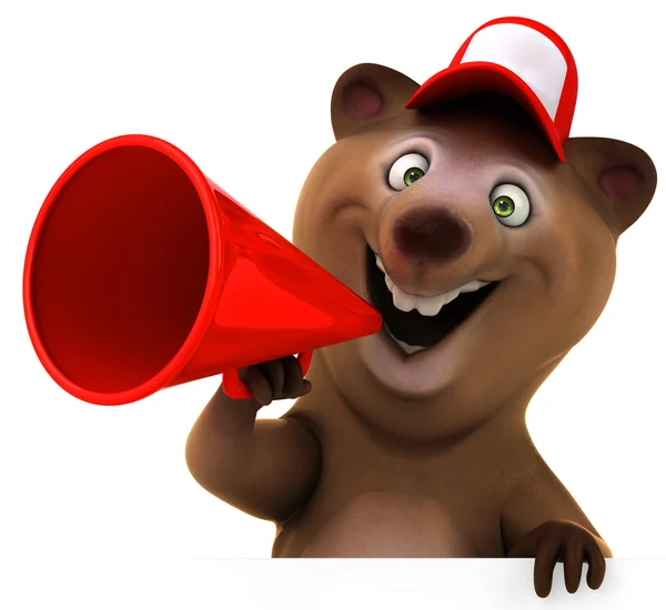 Fun bear with megaphone — Stock Photo, Image