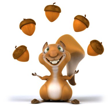 Fun squirrel juggling nuts clipart