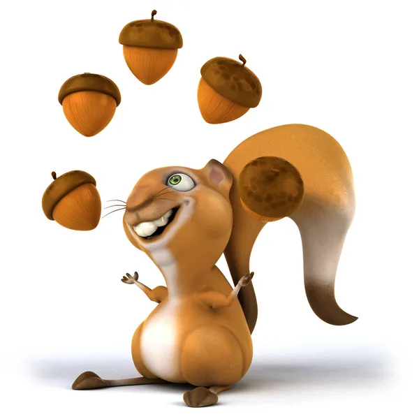 Divertente scoiattolo giocoleria noccioline — Foto Stock