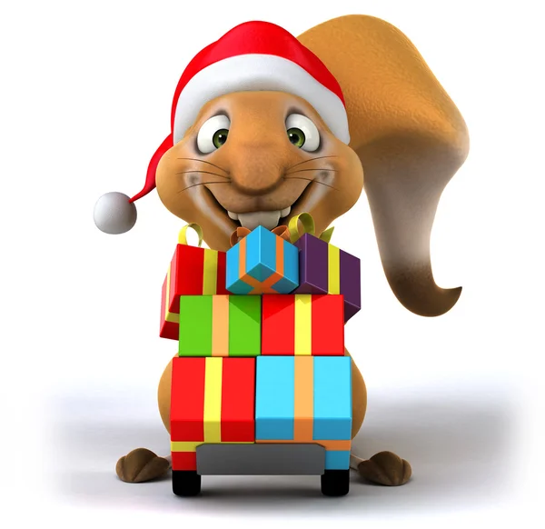 Écureuil en chapeau de Père Noël — Photo