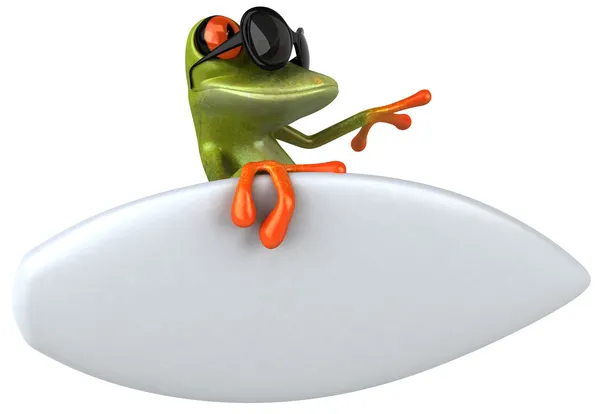 Весела жаба з серфінгом — стокове фото