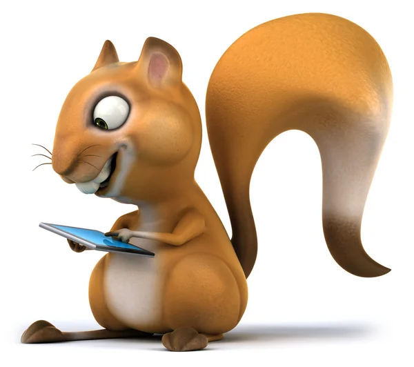 Eichhörnchen mit Tablet-Computer — Stockfoto