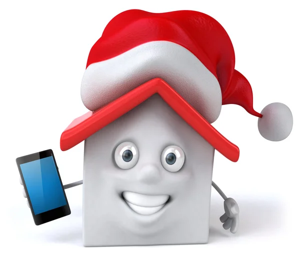 Santa House with сomputer — Stock Photo, Image