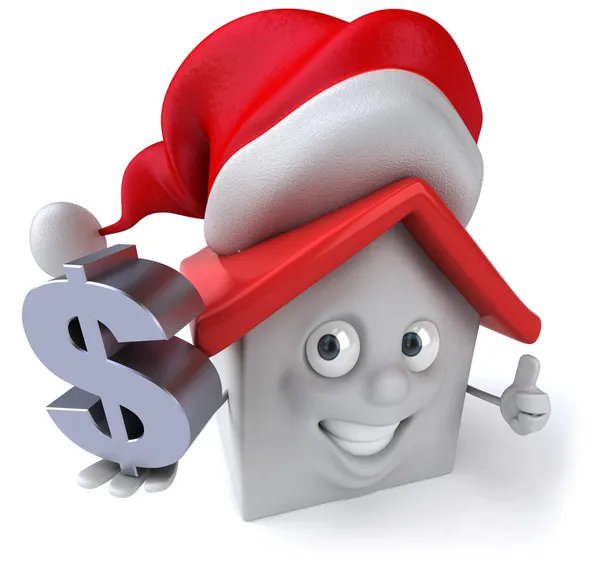 Santa huis met dollarteken — Stockfoto