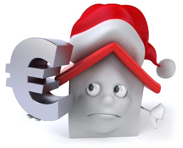 Santa House with euro sign — Stock Photo, Image