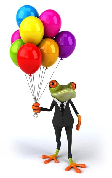 Frosch mit Luftballons — Stockfoto