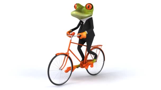 Fun frog on bike — Stock Video