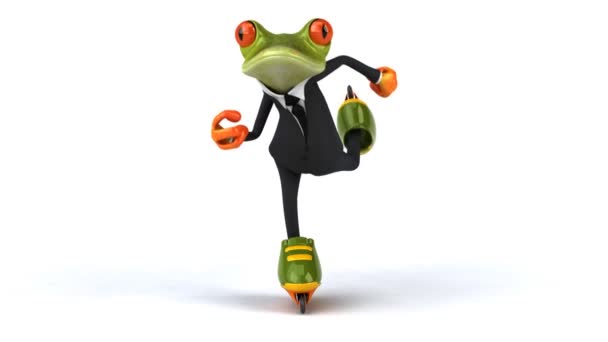 Zielona żaba na łyżwach — Wideo stockowe