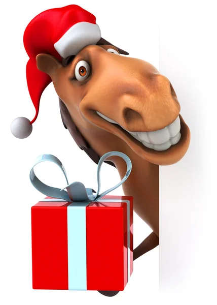 Cavalo em chapéu de Santa — Fotografia de Stock