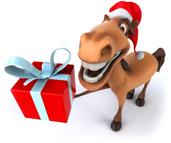 Pferd mit Weihnachtsmütze — Stockfoto