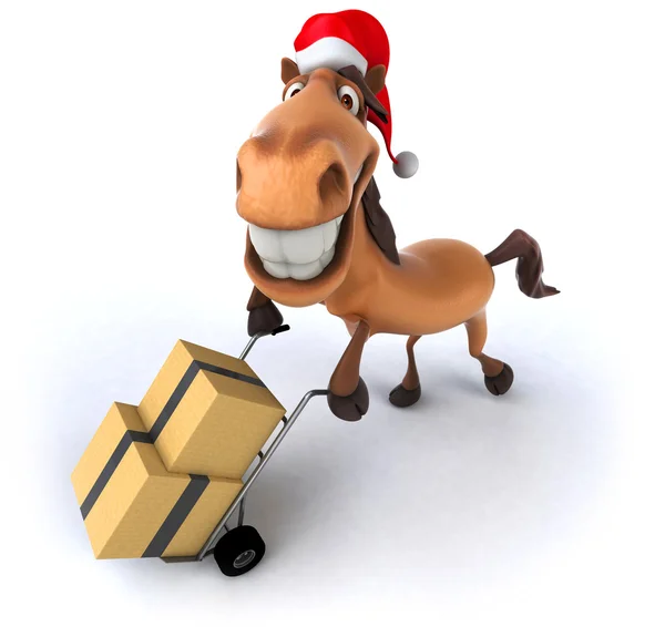 Horse in Santa hat — Stock Photo, Image