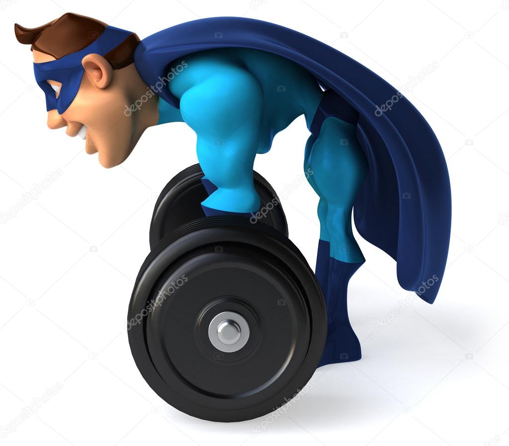 Super hero lifting weights