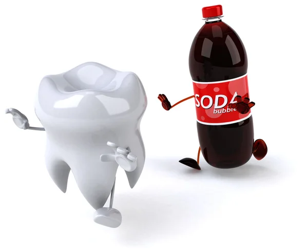 Dente e garrafa de refrigerante — Fotografia de Stock