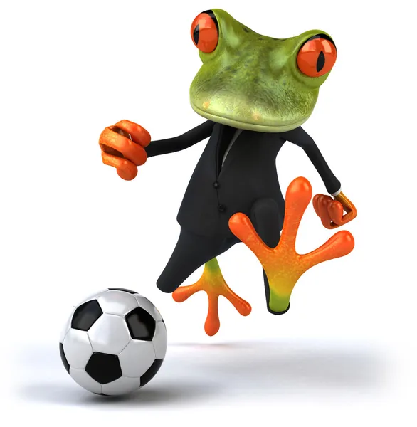 Frog playing football — Stock Photo, Image