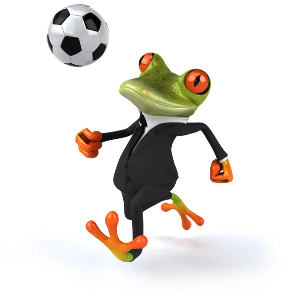Frosch spielt Fußball — Stockfoto