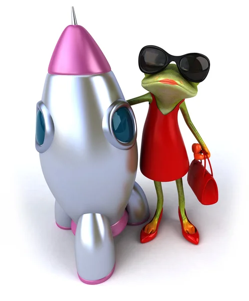 Frog and rocket — Stock Photo, Image