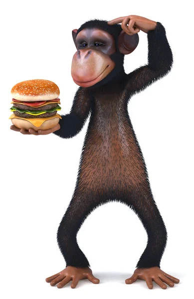 Affe und Hamburger — Stockfoto