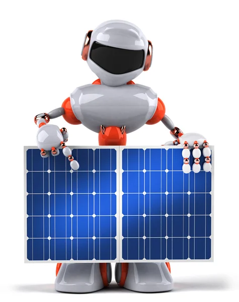 Roboter mit Solarmodul — Stockfoto